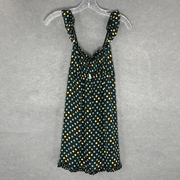 Betsey Johnson Intimates Womens S Babydoll Polka Dot Ruffle Trim Nightgown Dress - Picture 1 of 13
